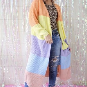Pastel Rainbow Duster Cardigan